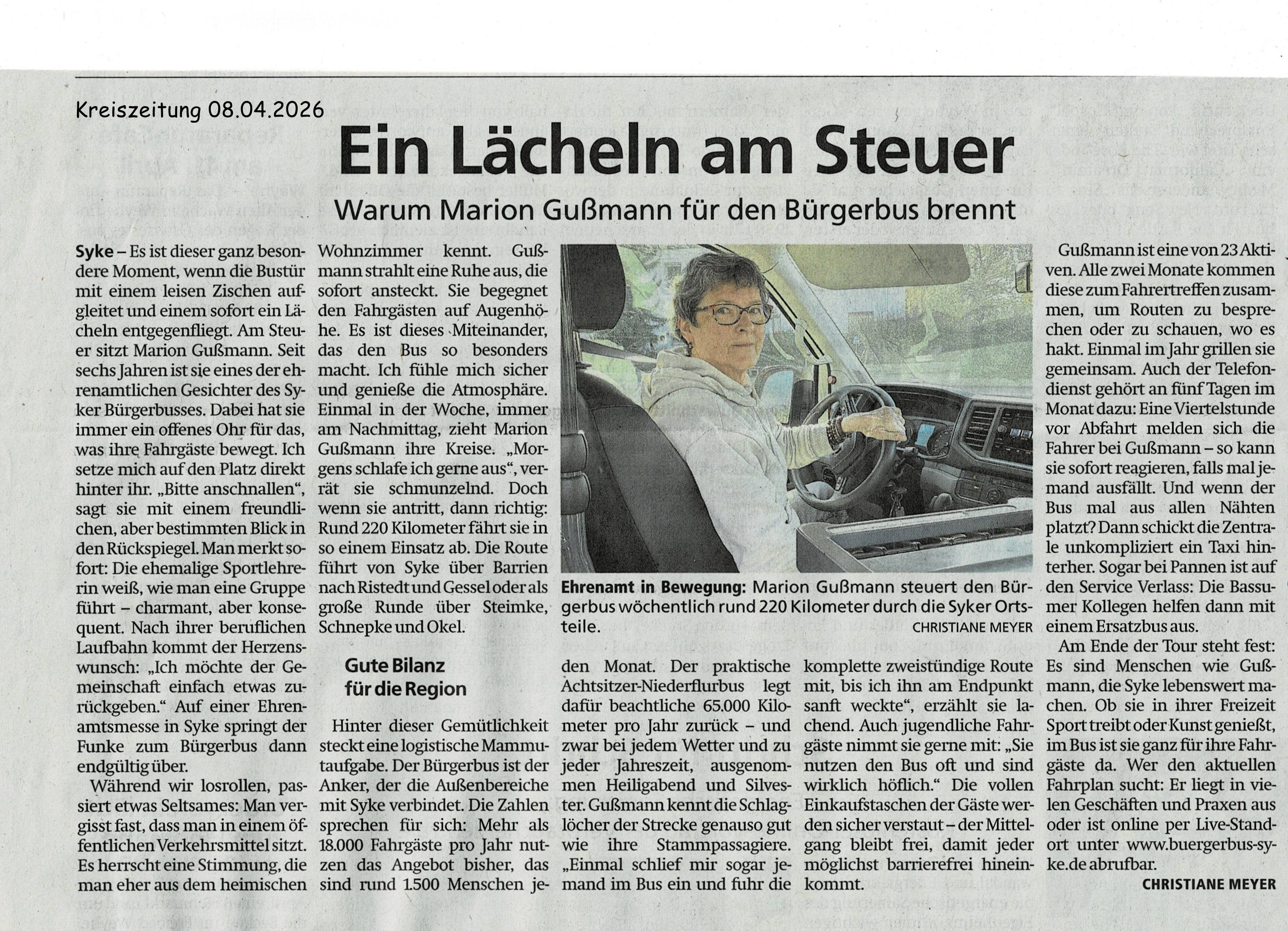 2026 04 08 Ein Lacheln am Steuer Kreiszeitung