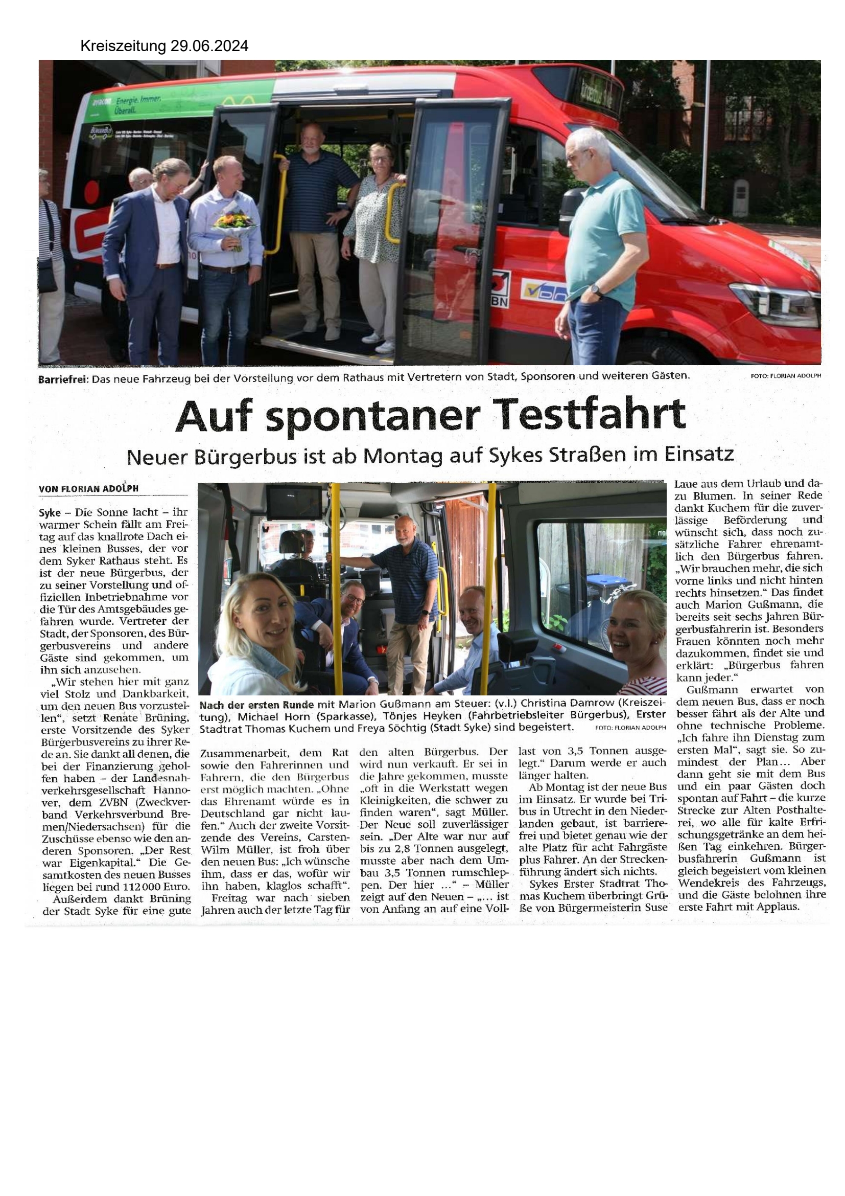 Auf spontaner Testfahrt Kreiszeitung 2024 06 29
